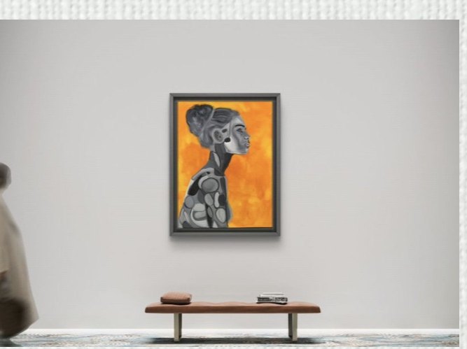Digital simulation: a painting on a gallery wall